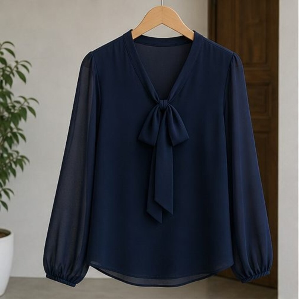 Olive Tie Neck Blouse